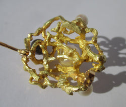 Gold and Pearl Brooch Pin