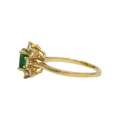 Bague Marguerite en or jaune, émeraude et diamants