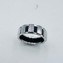 CHAUMET "Class One" Bandeau Ring in white gold, diamonds, and rubber