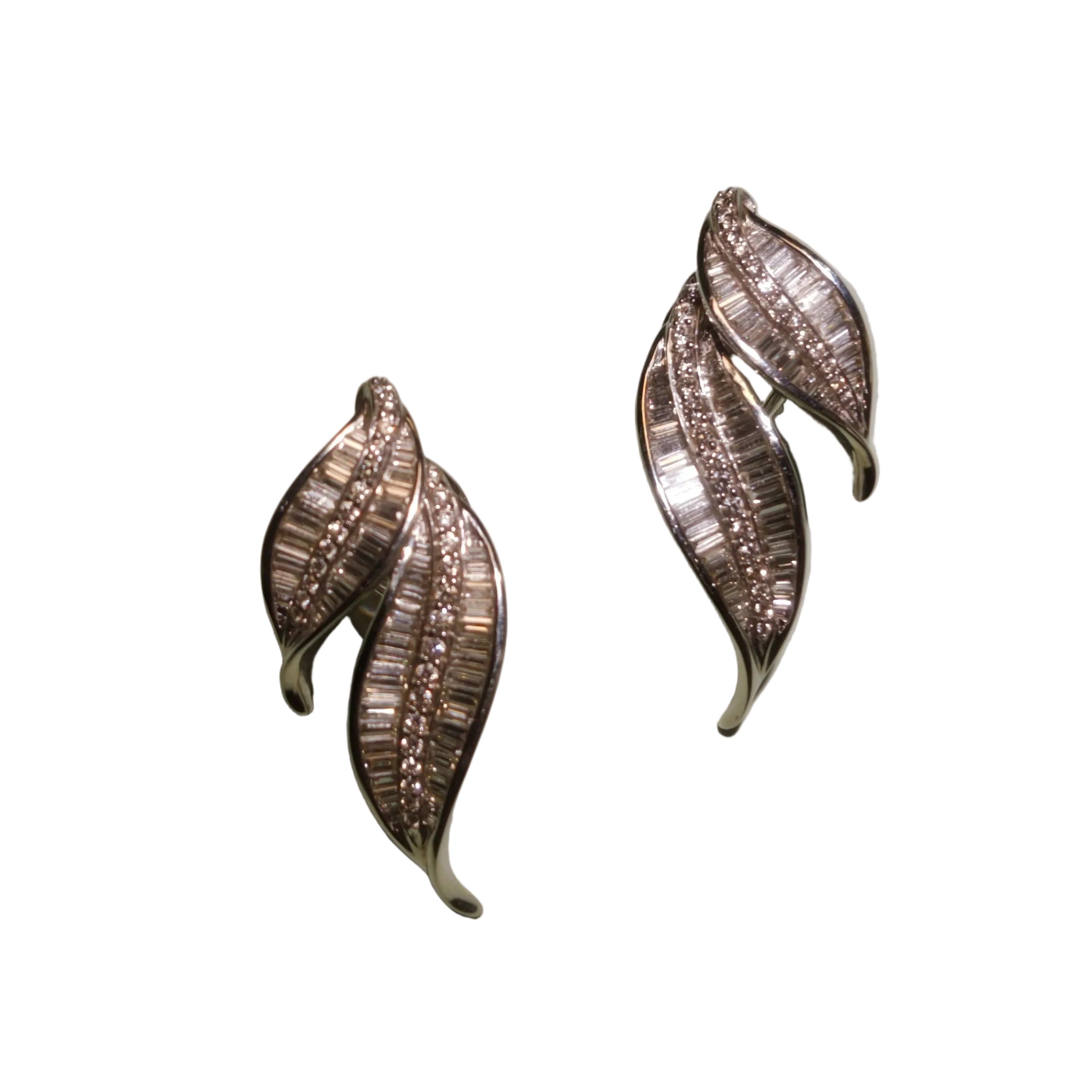 White Gold, Platinum, and Diamond Clip-On Earrings
