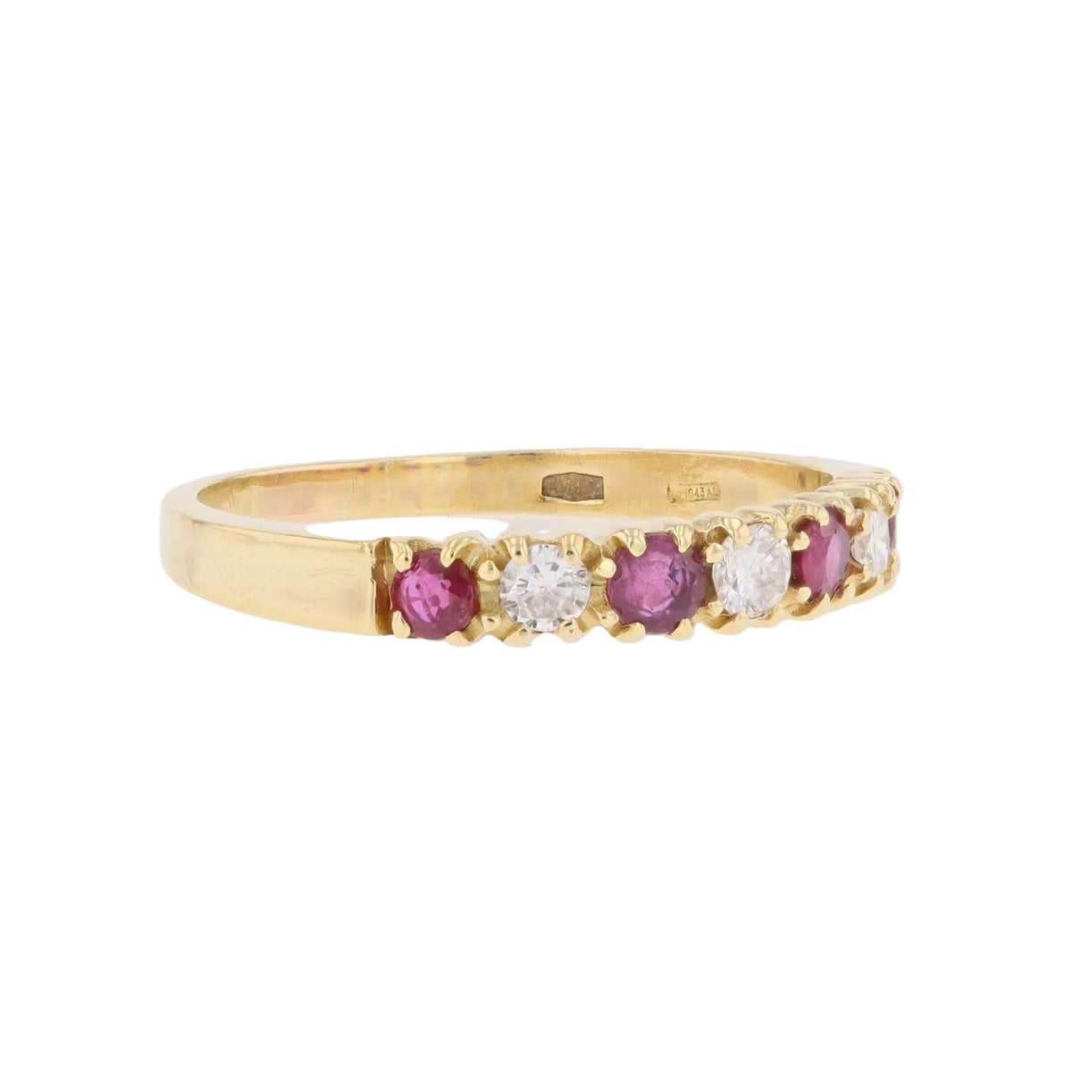 Yellow Gold Wedding Band with Rubies and Diamonds
