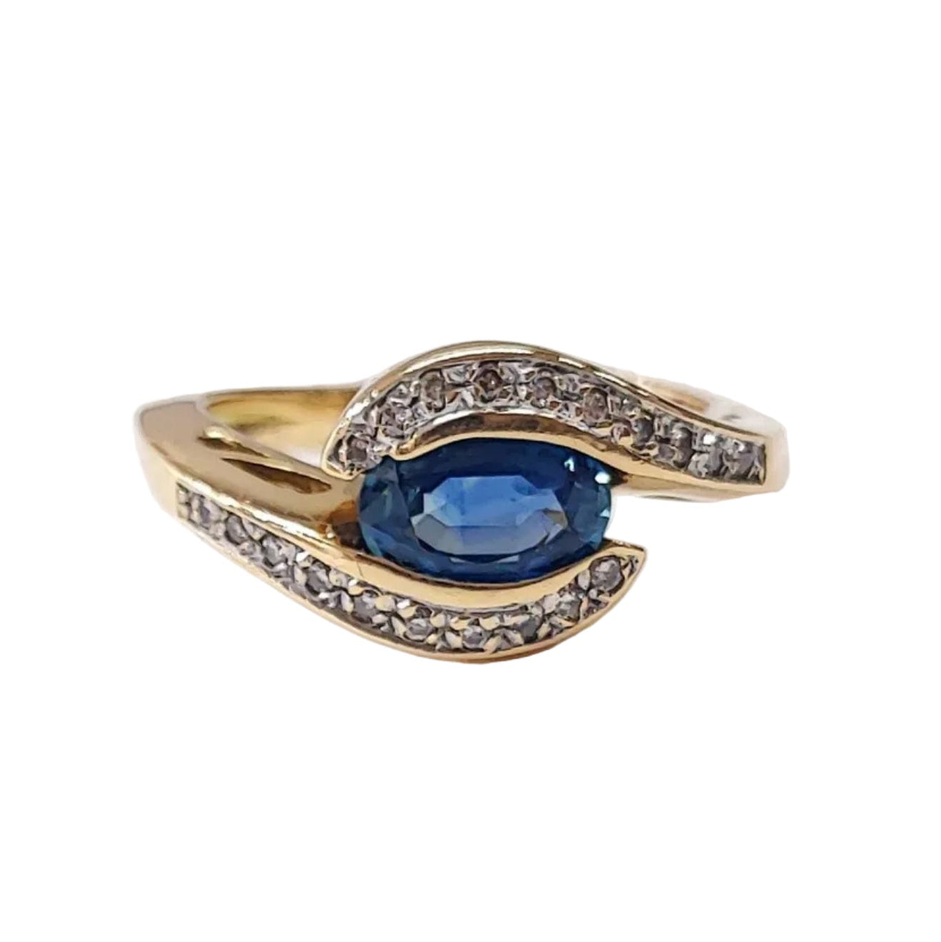 Bague Toi & Moi en or jaune, saphir et diamants