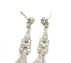 Platinum Drop Earrings with Sapphires and Diamonds