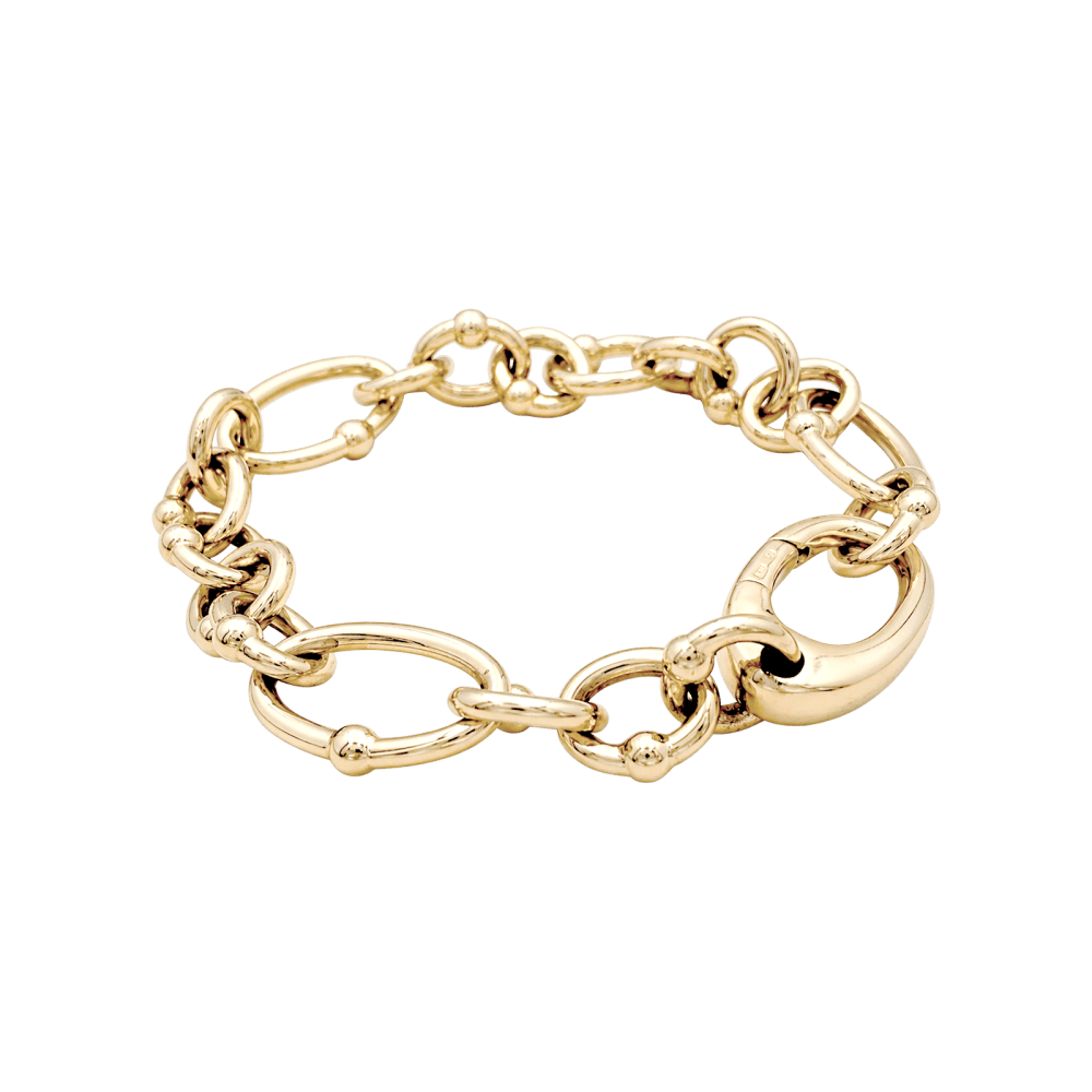 Bracelet oval and circular links yellow gold.