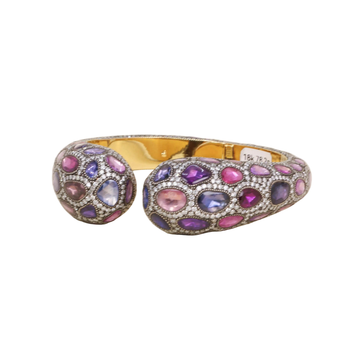 ANDRÉ MARCHA bangle bracelet in yellow gold, silver, sapphires, and diamonds
