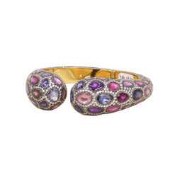ANDRÉ MARCHA bangle bracelet in yellow gold, silver, sapphires, and diamonds