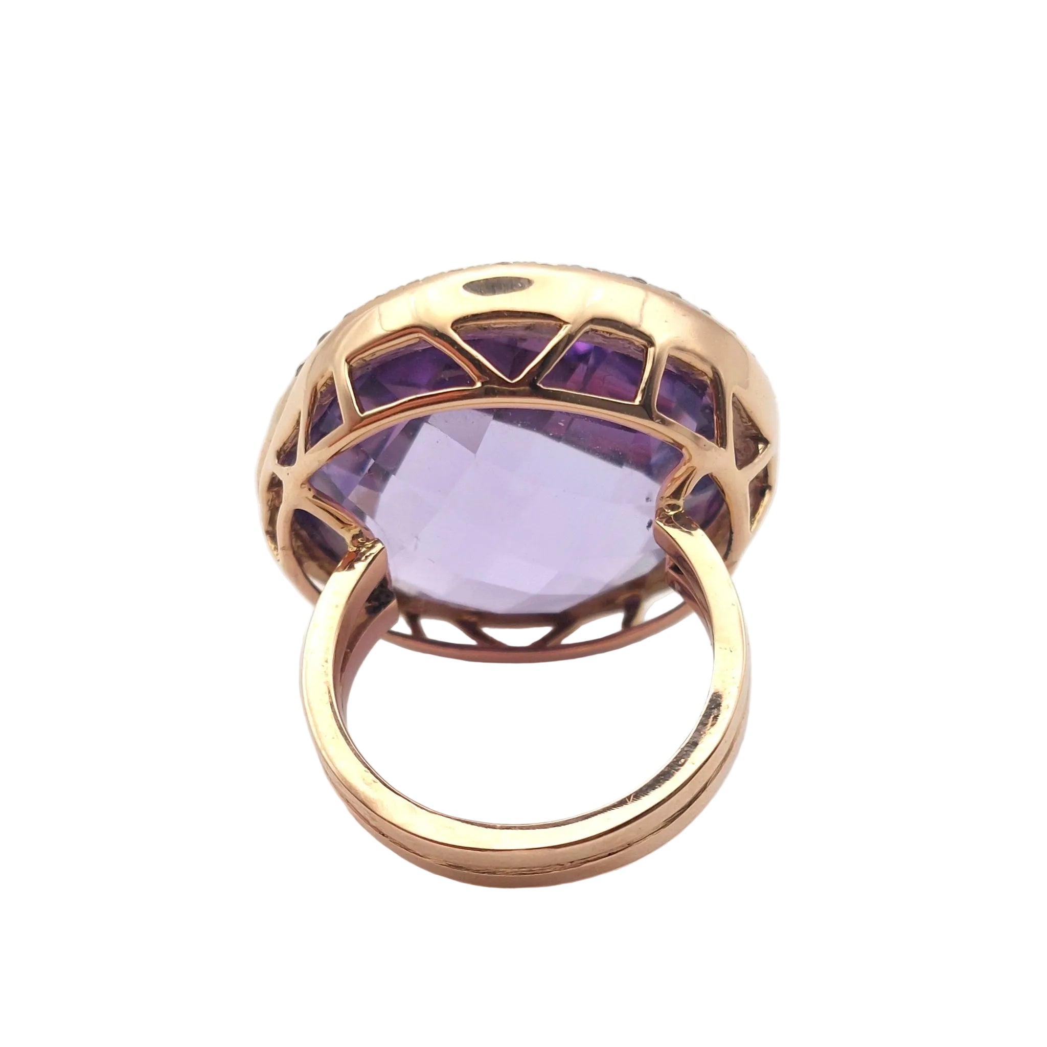 Cocktail Ring in White gold, Rose gold, Amethyst and Diamonds