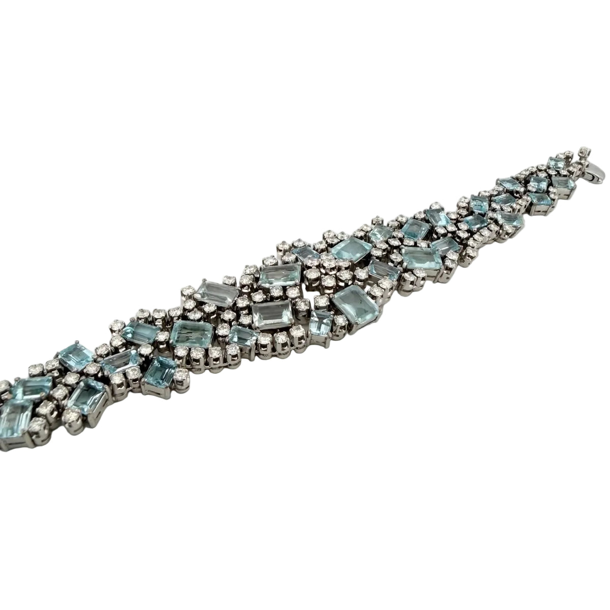 White gold bracelet with aquamarines and diamonds