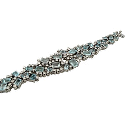 White gold bracelet with aquamarines and diamonds