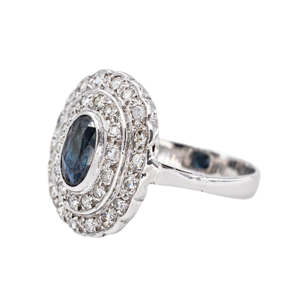 Bague  Pompadour  Or blanc  Saphir
