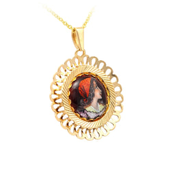 Yellow gold and Enamel pendant