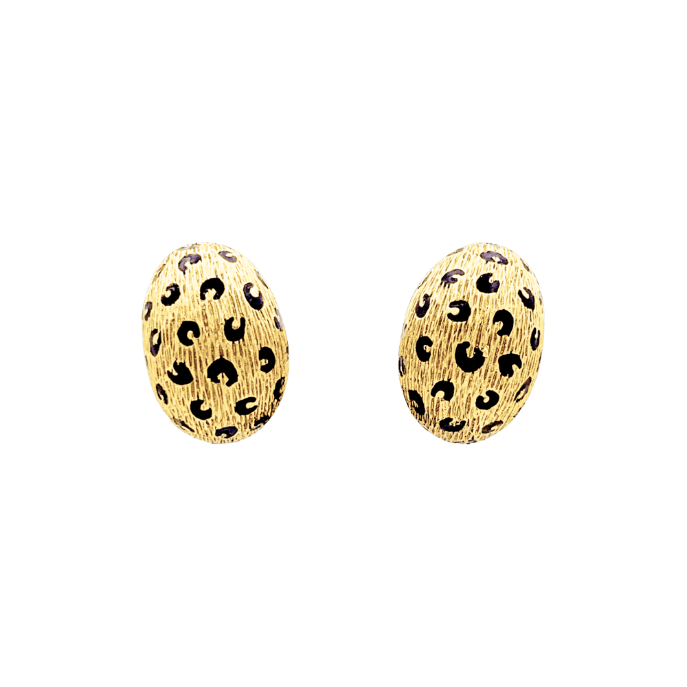 Boucles d'oreilles Fred Paris, "Léopard", or jaune et émail.