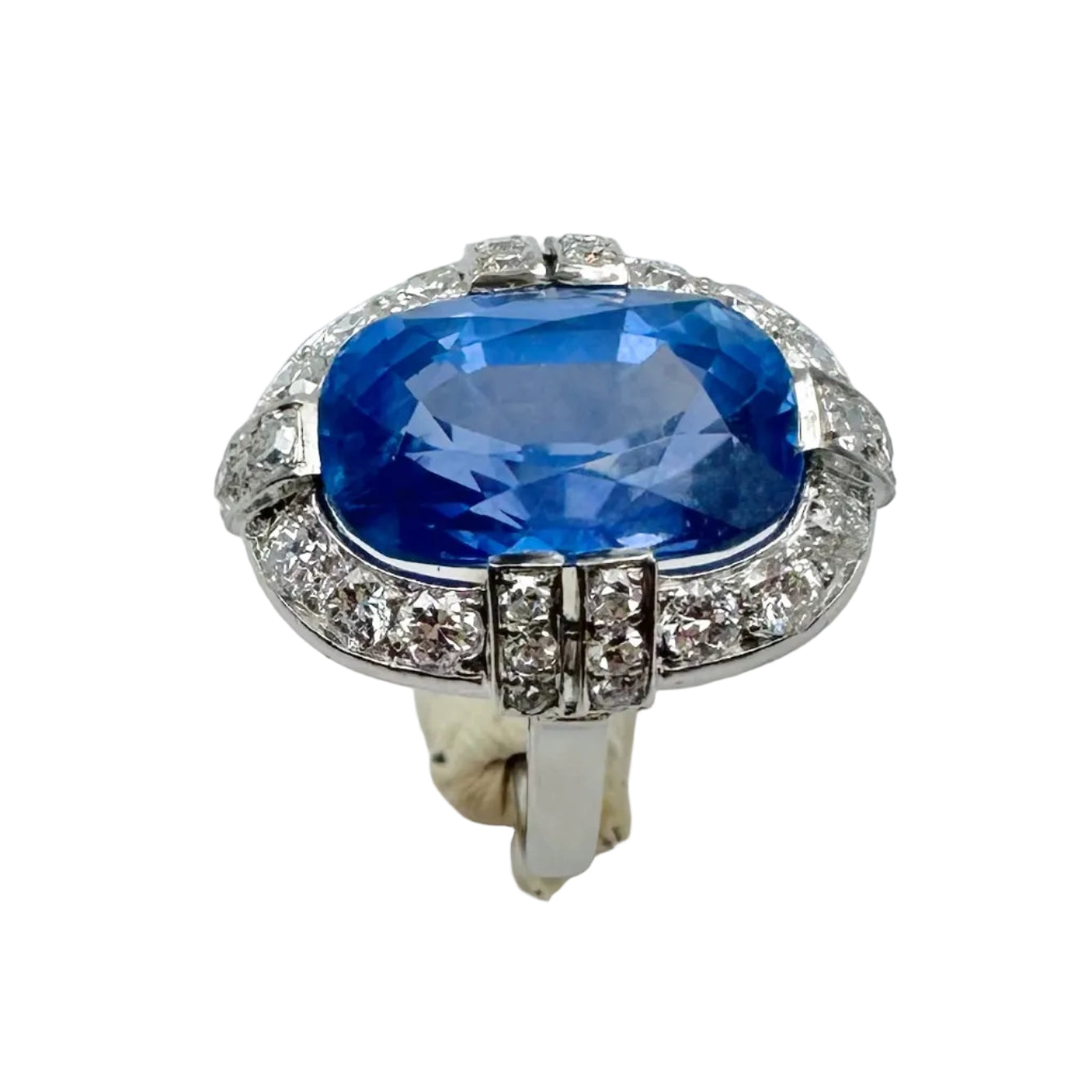 Entourage Ring in Platinum, Sapphire, and Diamonds