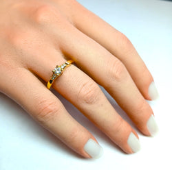 Yellow Gold Solitaire Ring with Diamonds