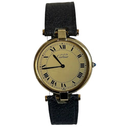 Montre CARTIER Must Vendôme plaqué or, acier et cuir