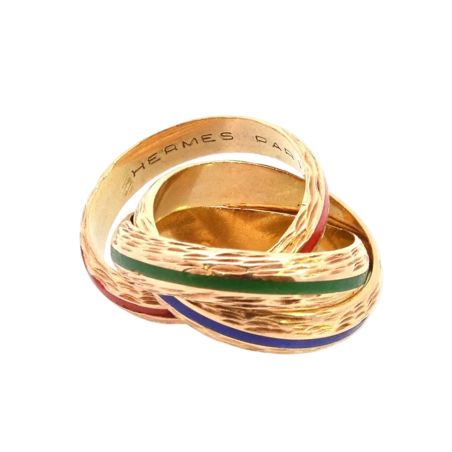 HERMÉS "Trinity" Wedding band in yellow gold and Enamel