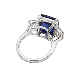 Trilogy Ring in White Gold, Tanzanite, and Diamonds