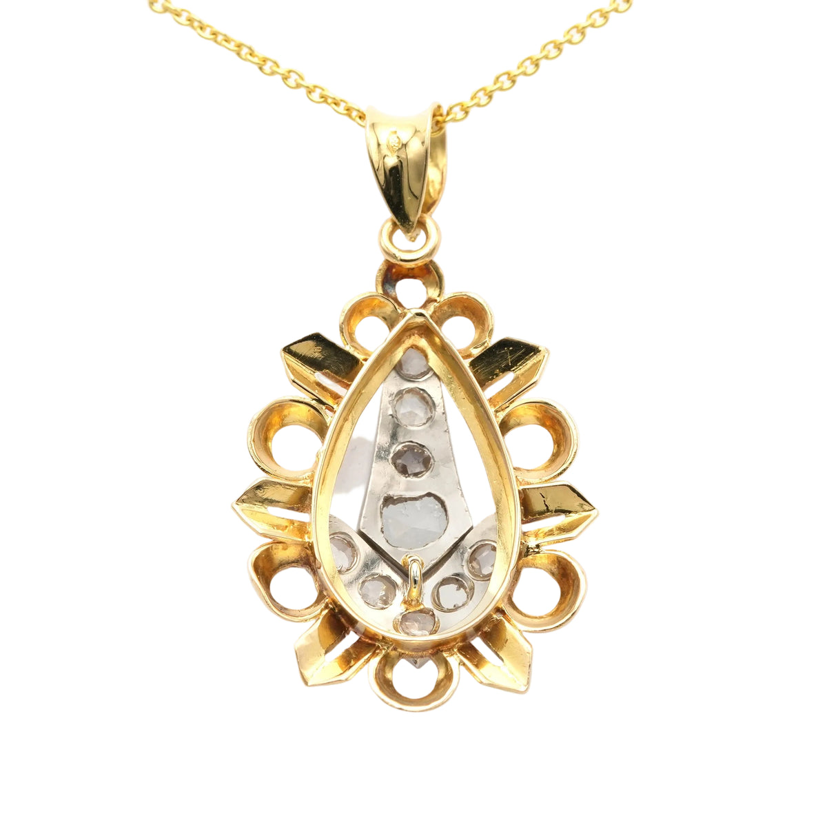 Pendant made of white gold, yellow gold, and diamonds