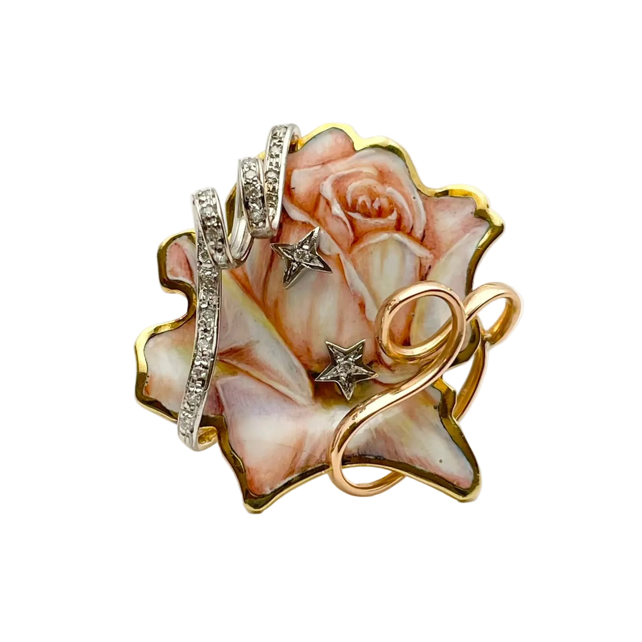RIVALTA Cocktail Ring in white gold, yellow gold, rose gold, Enamel, and Diamonds