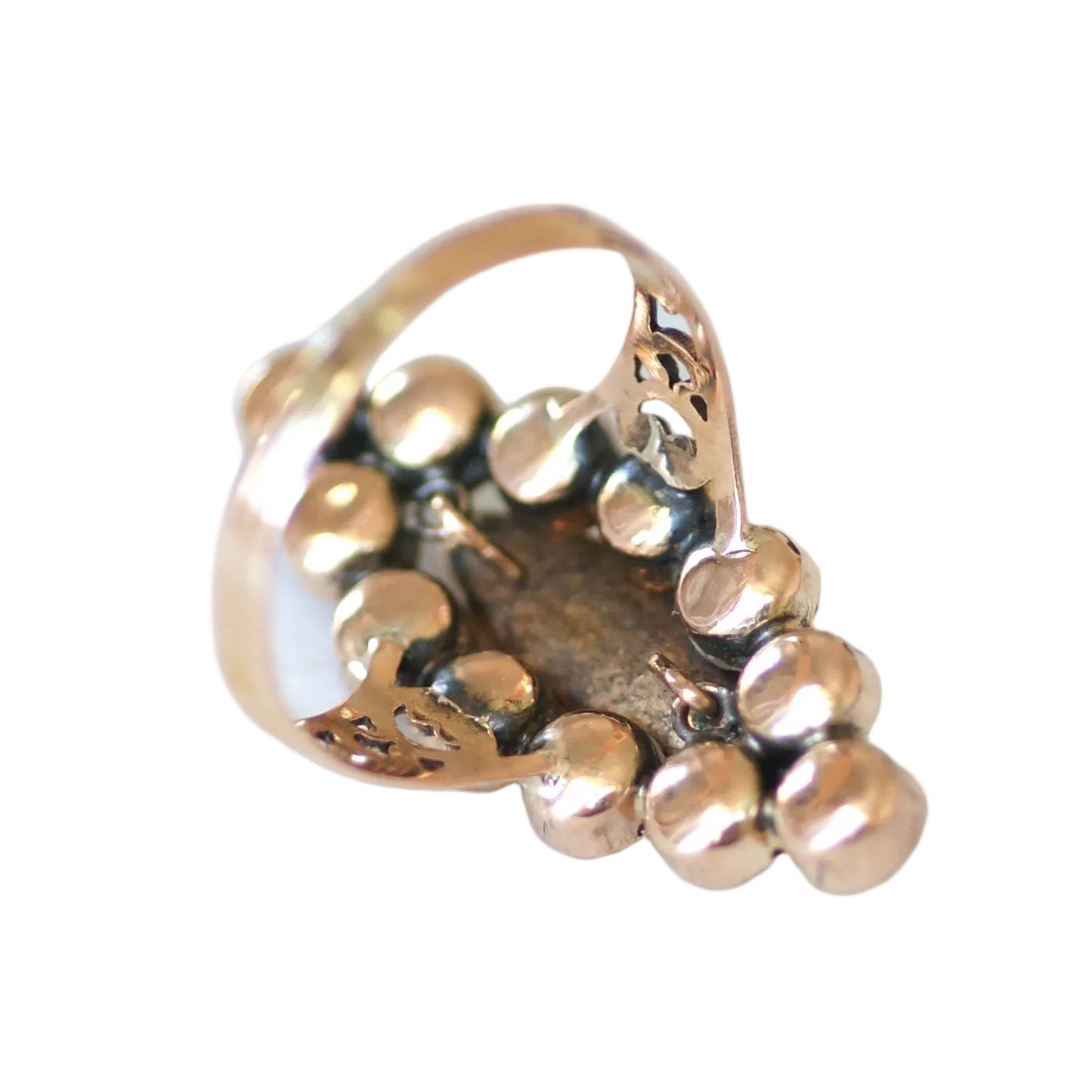 Bague Marquise en or rose et grenats
