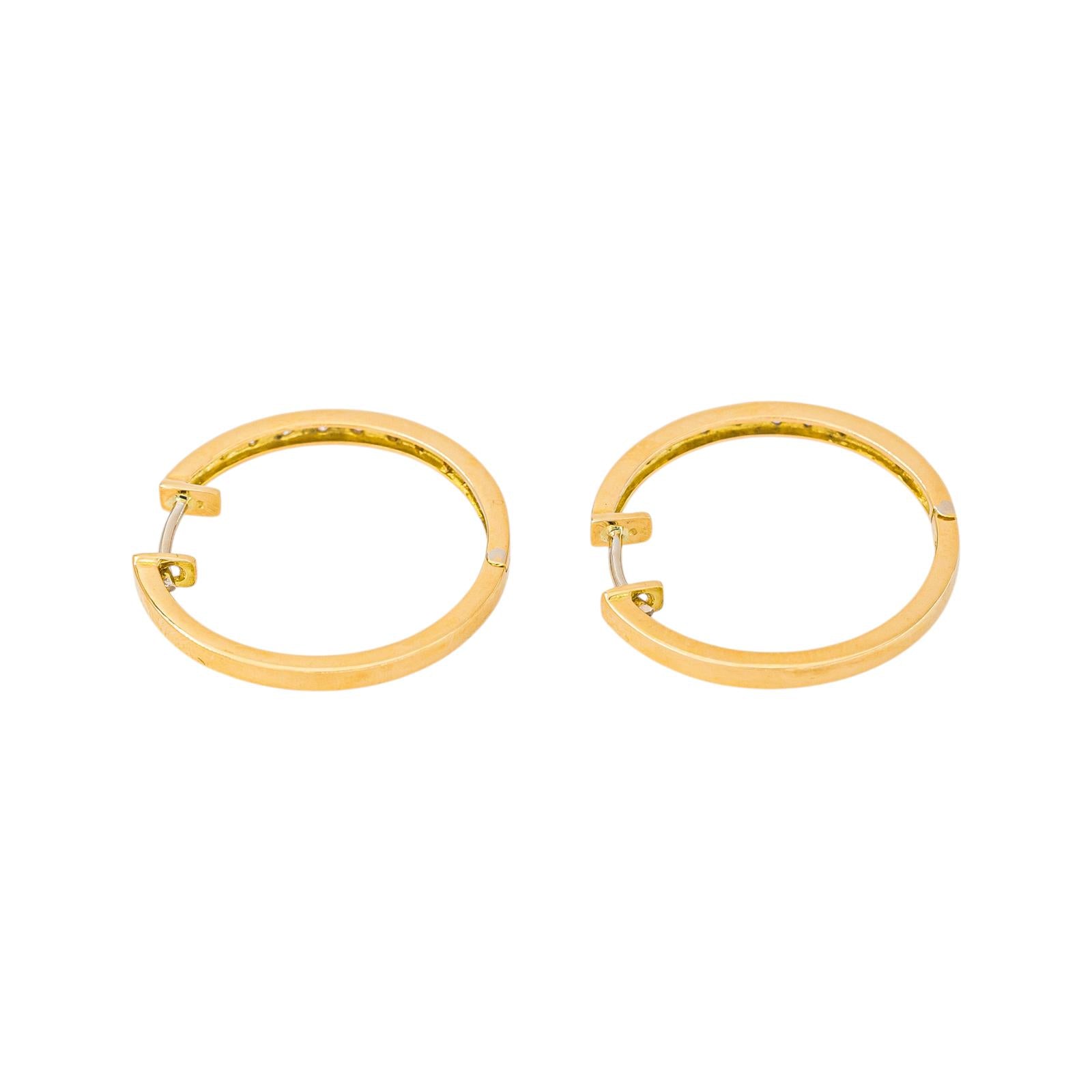 Yellow gold Diamond Hoop Earrings