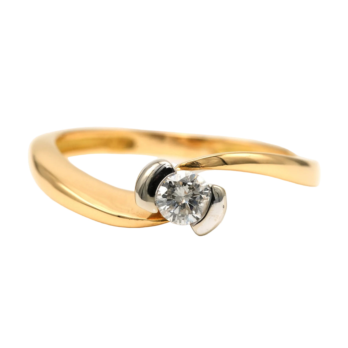 Bague Solitaire en or blanc, or jaune et diamant