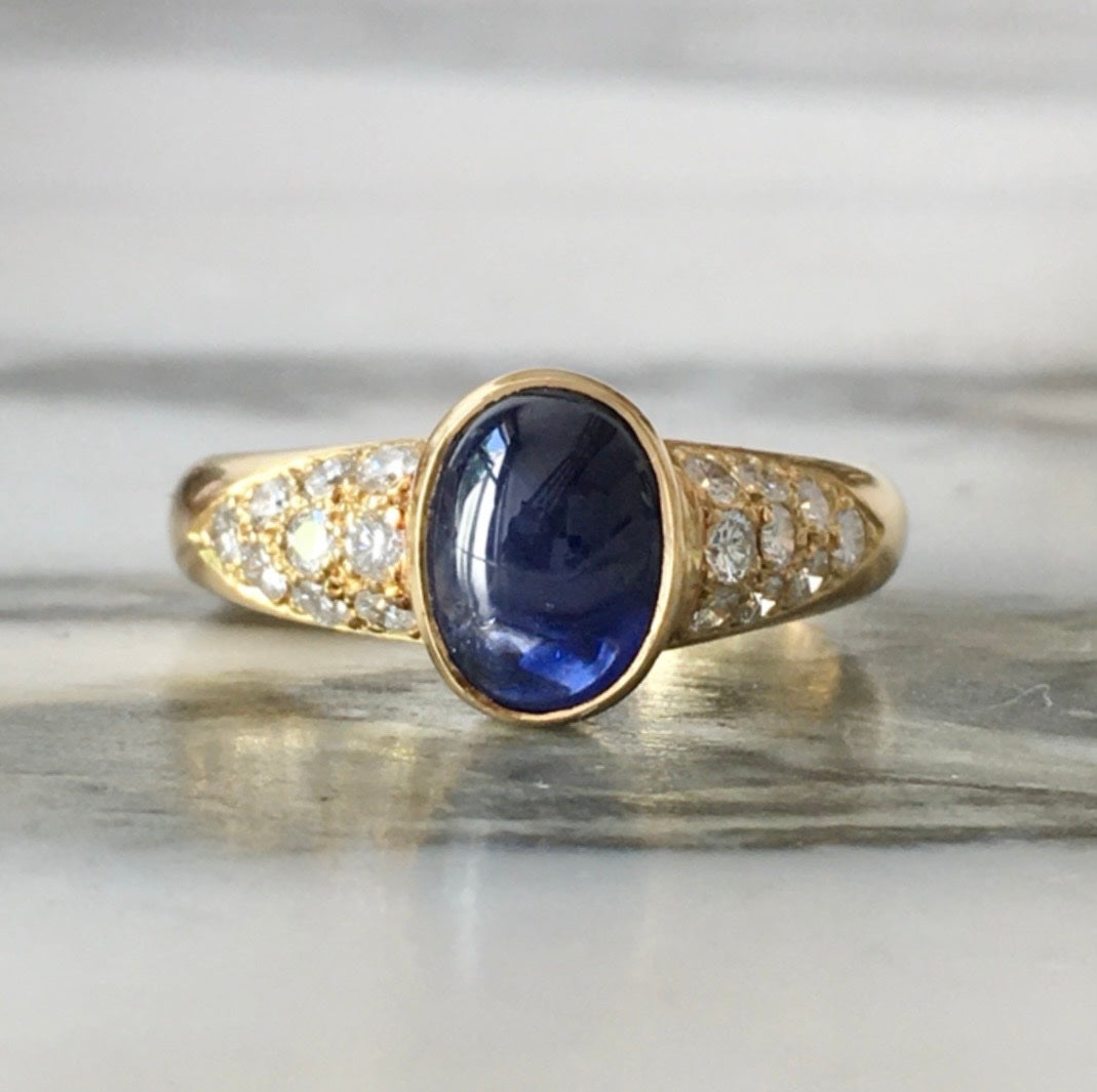Bague en or jaune 18 carats  saphir et diamants