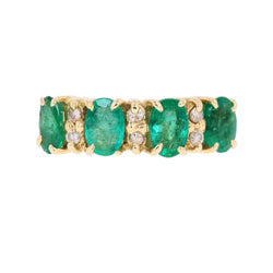 Yellow Gold Garter Ring with Emeralds and Diamonds