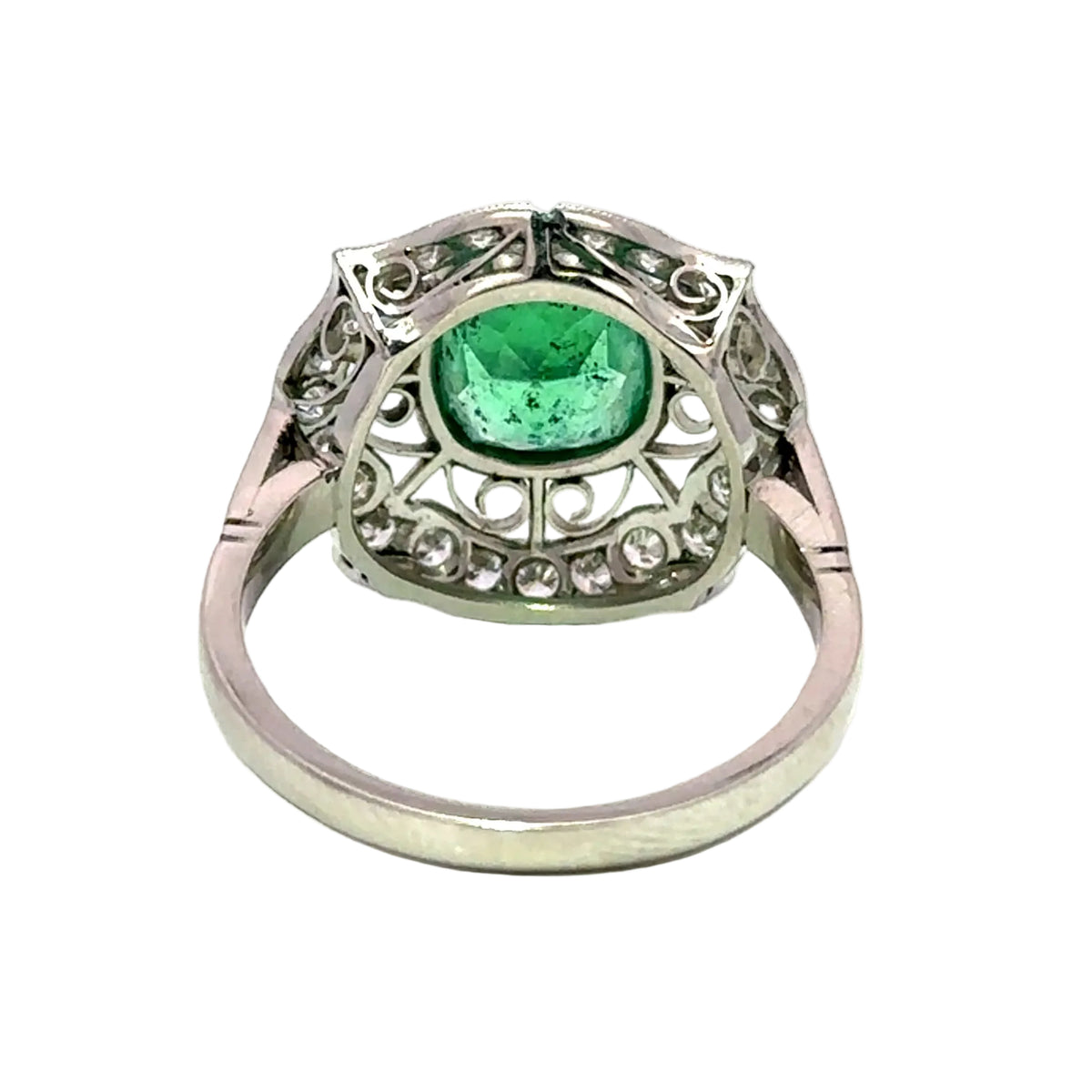 Cocktail Ring in Platinum, Emerald, and Diamonds