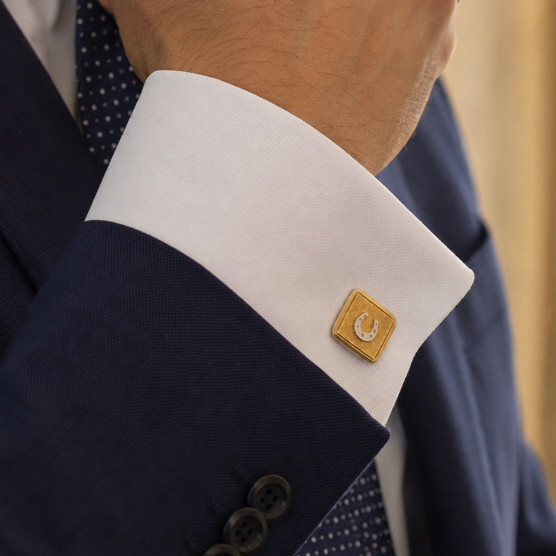 Cufflinks in white gold and yellow gold