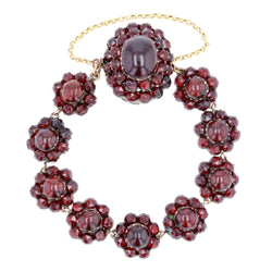 Bracelet en or jaune, argent et grenats