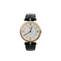 VAN CLEEF & ARPELS "La Collection" Watch in yellow gold, stainless steel, and leather