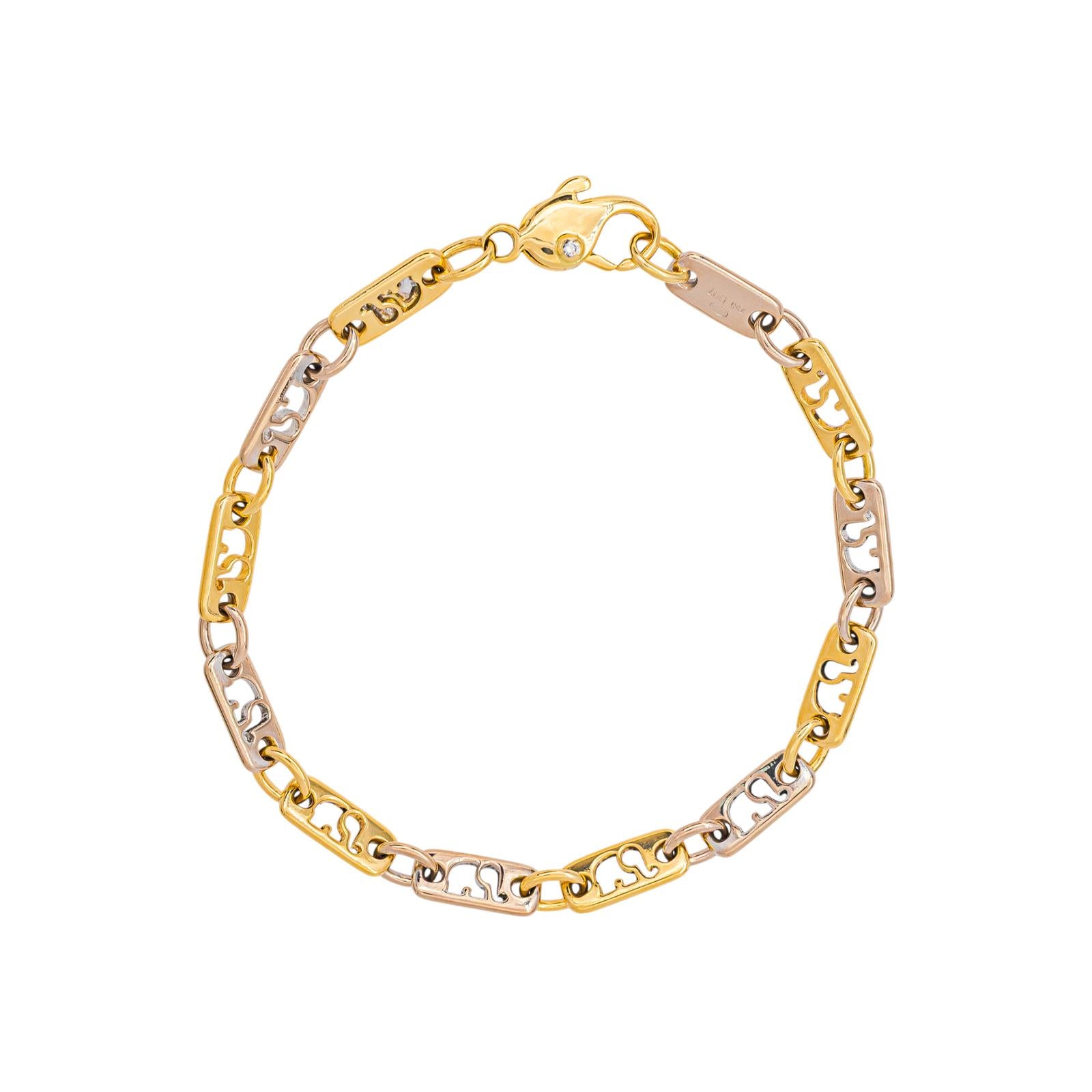 Bracelet Maille souple ajouré Or jaune Diamant