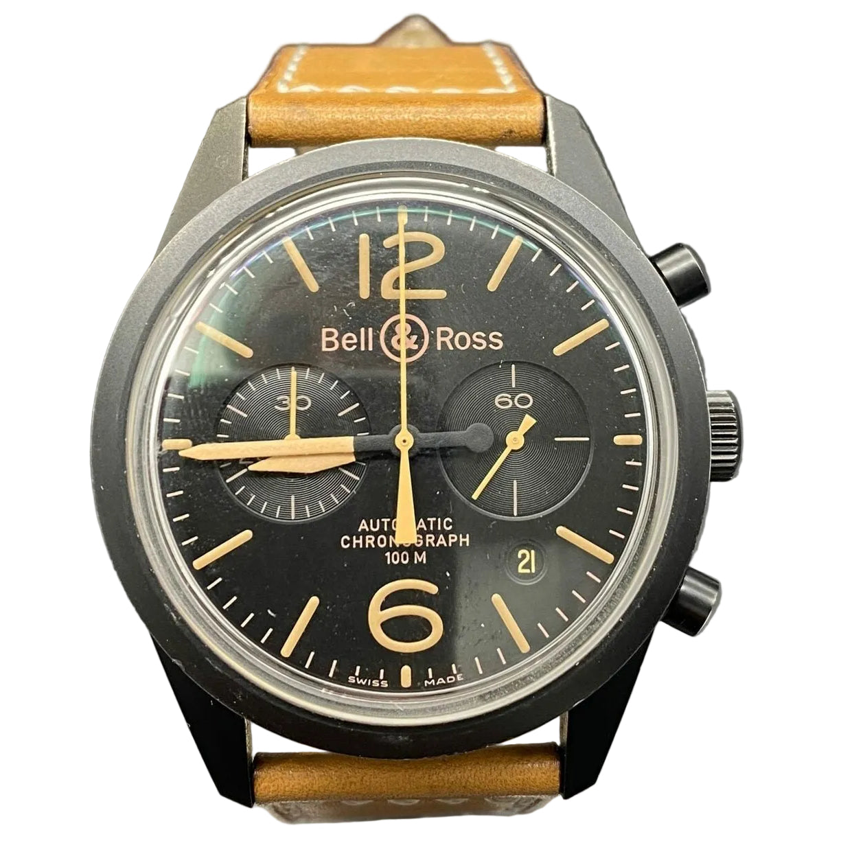 BELL & ROSS "Vintage Heritage Pad" Watch in Steel and Leather