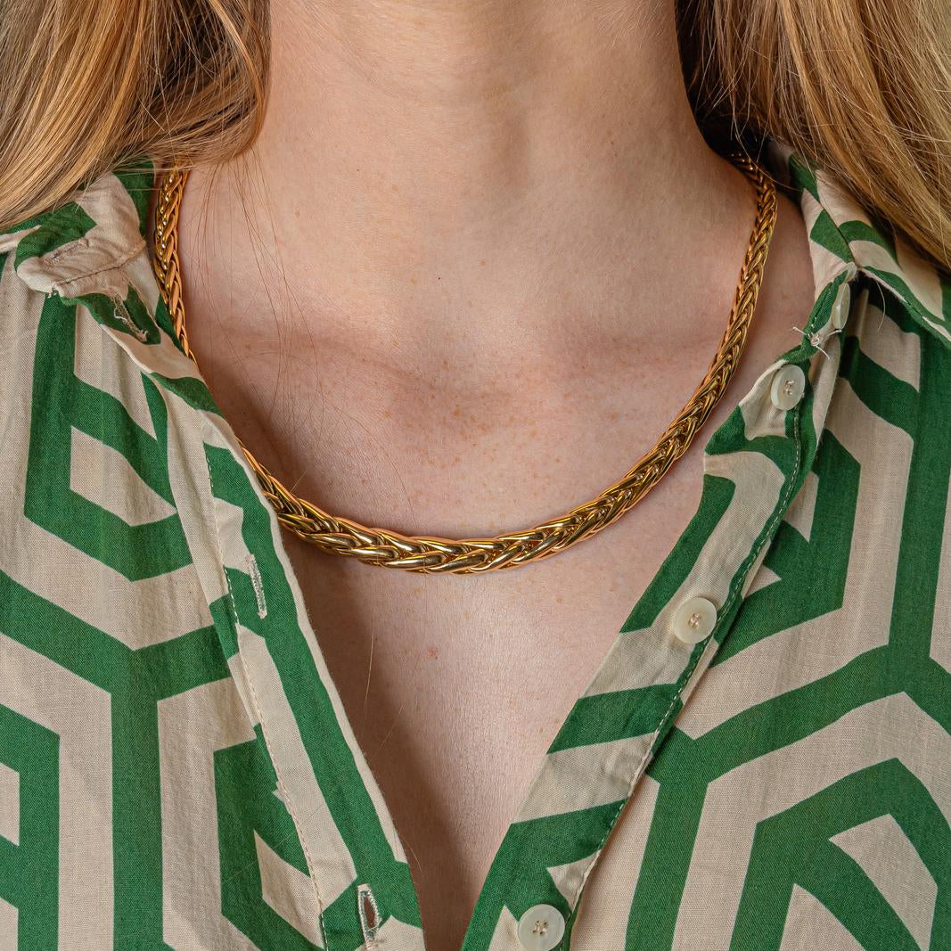 Caplain Necklace Palm Leaf Link Yellow gold
