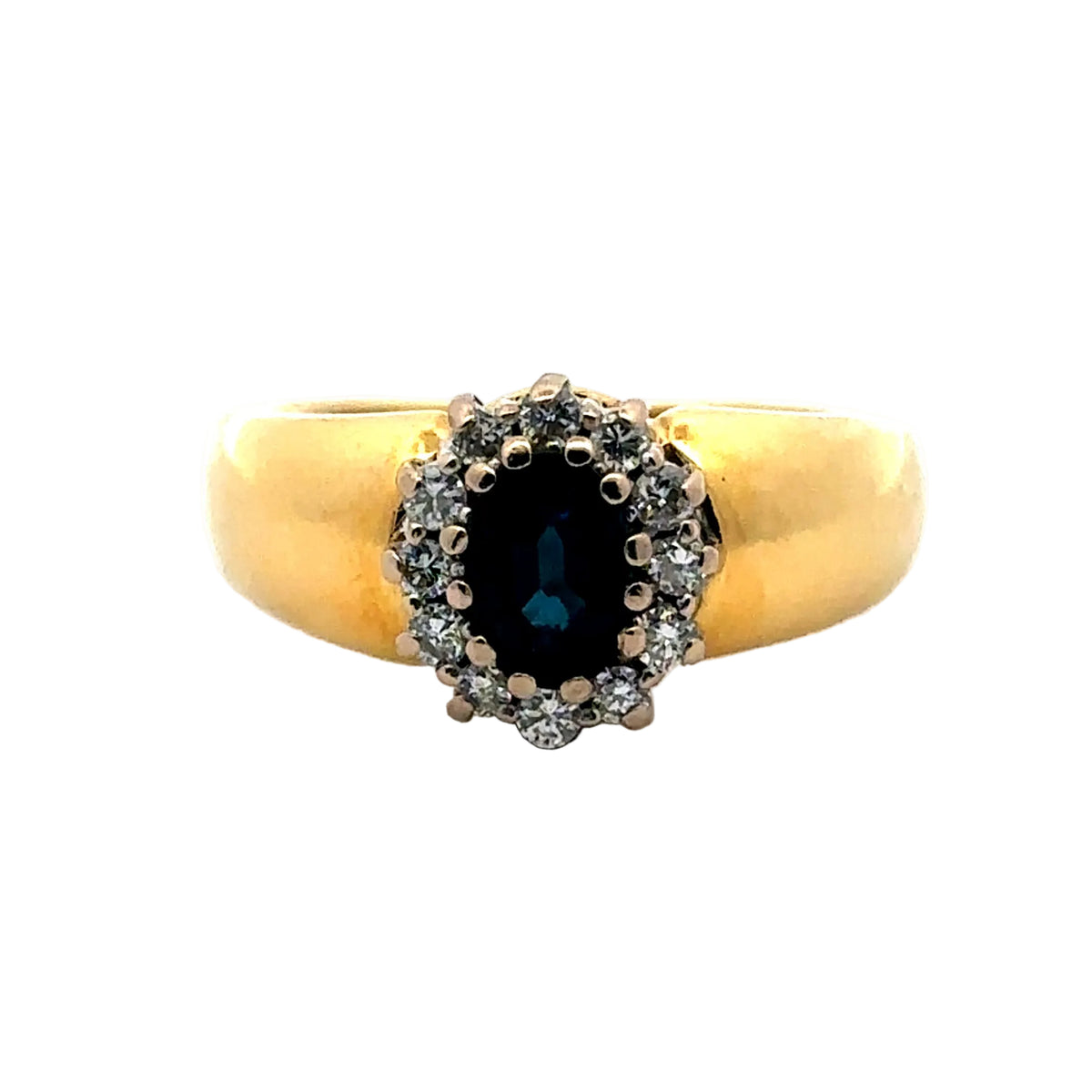 Cocktail Ring in Yellow Gold, Sapphire, and Diamonds