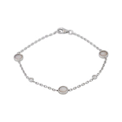 White Gold Forçat Link Bracelet with Mother-of-Pearl