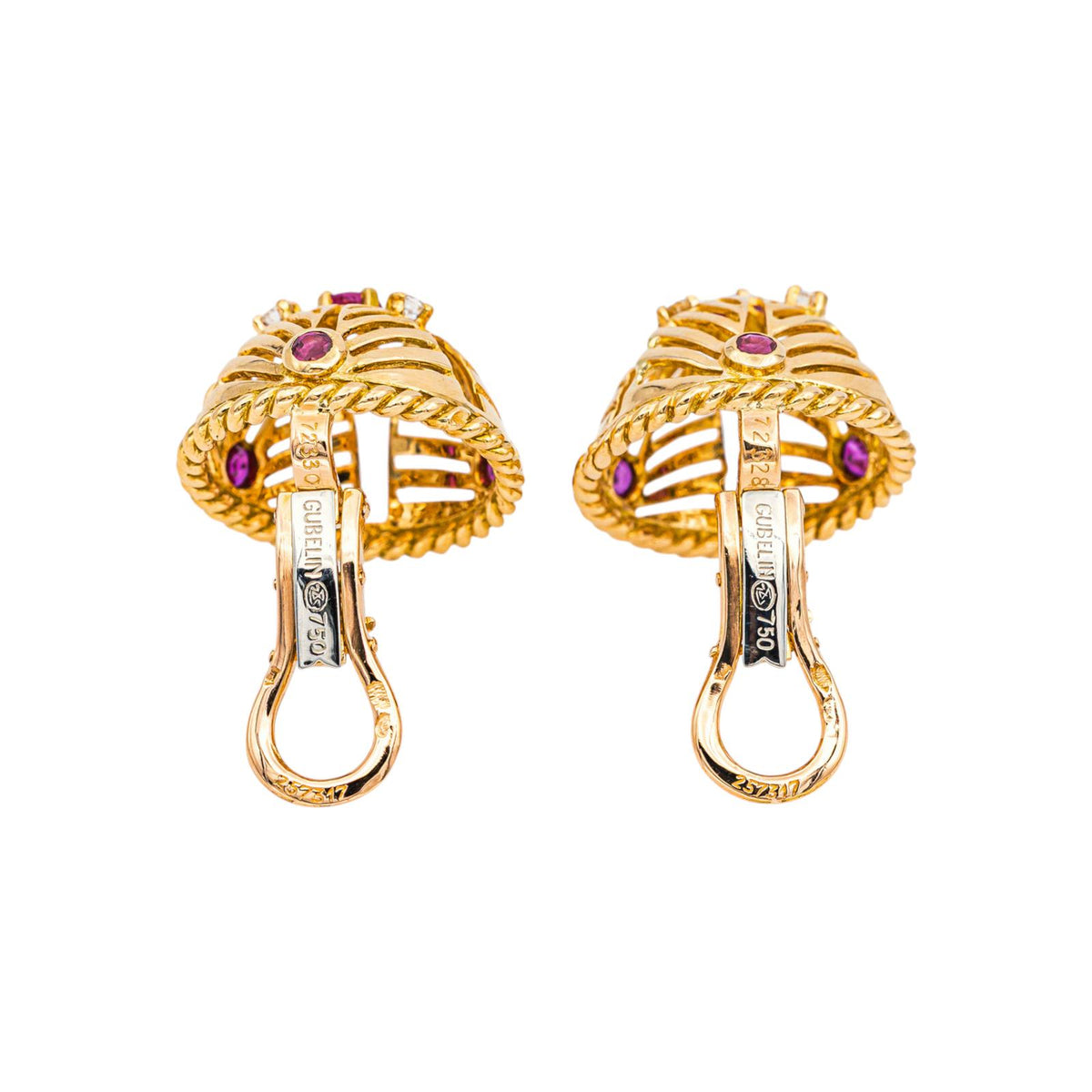 Gübelin Earrings Clips Yellow gold Ruby