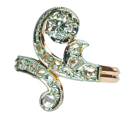 White gold, rose gold, and diamond ring