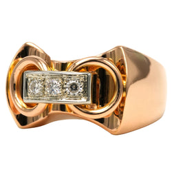 Yellow Gold and Diamond Tank Ring