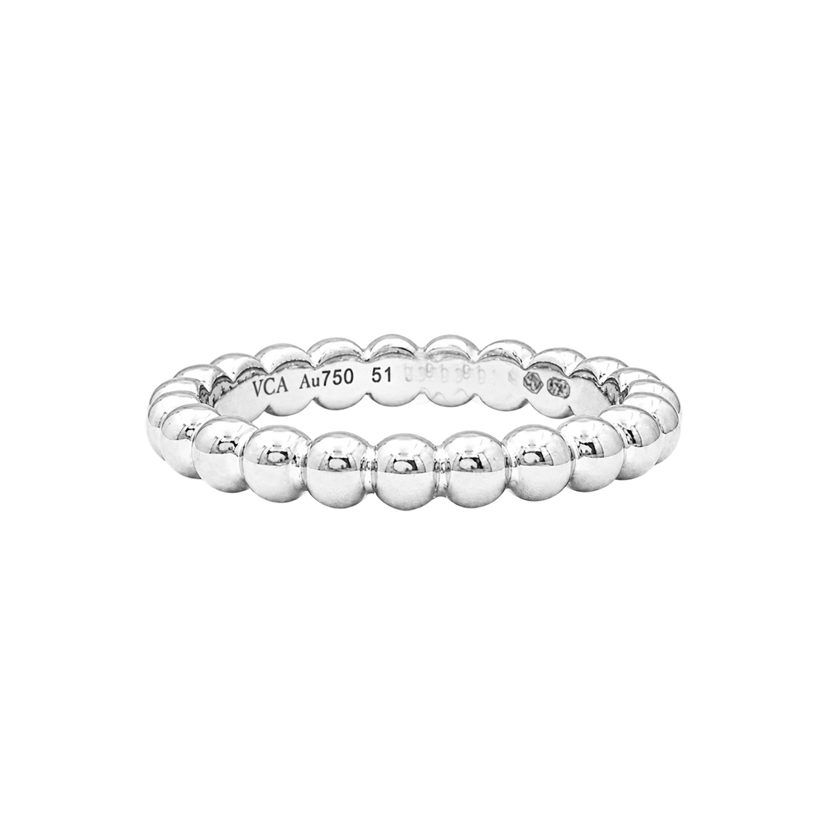 VAN CLEEF & ARPELS "Perlée" MM Ring in White Gold