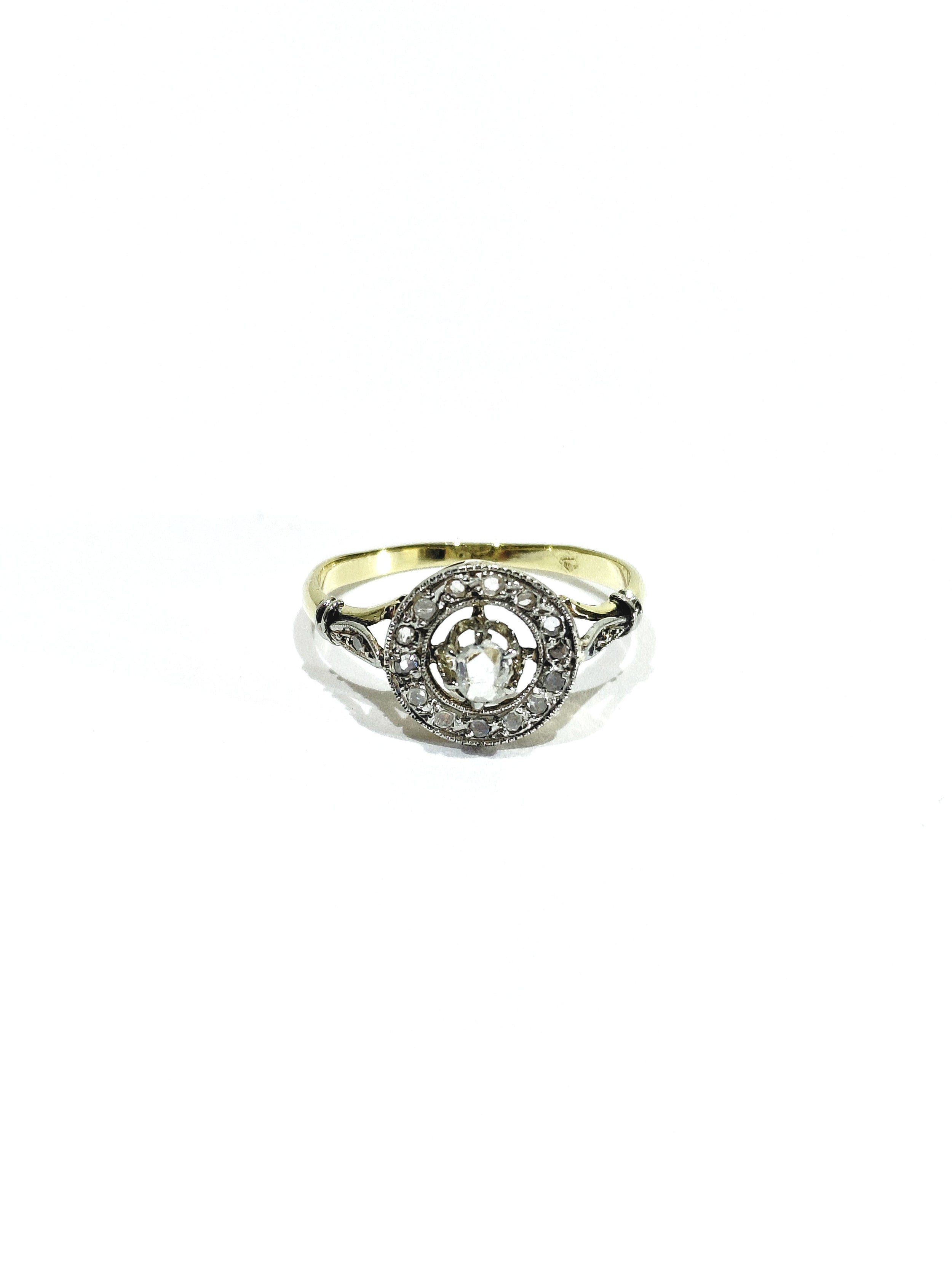 Yellow Gold and Diamond Target Ring