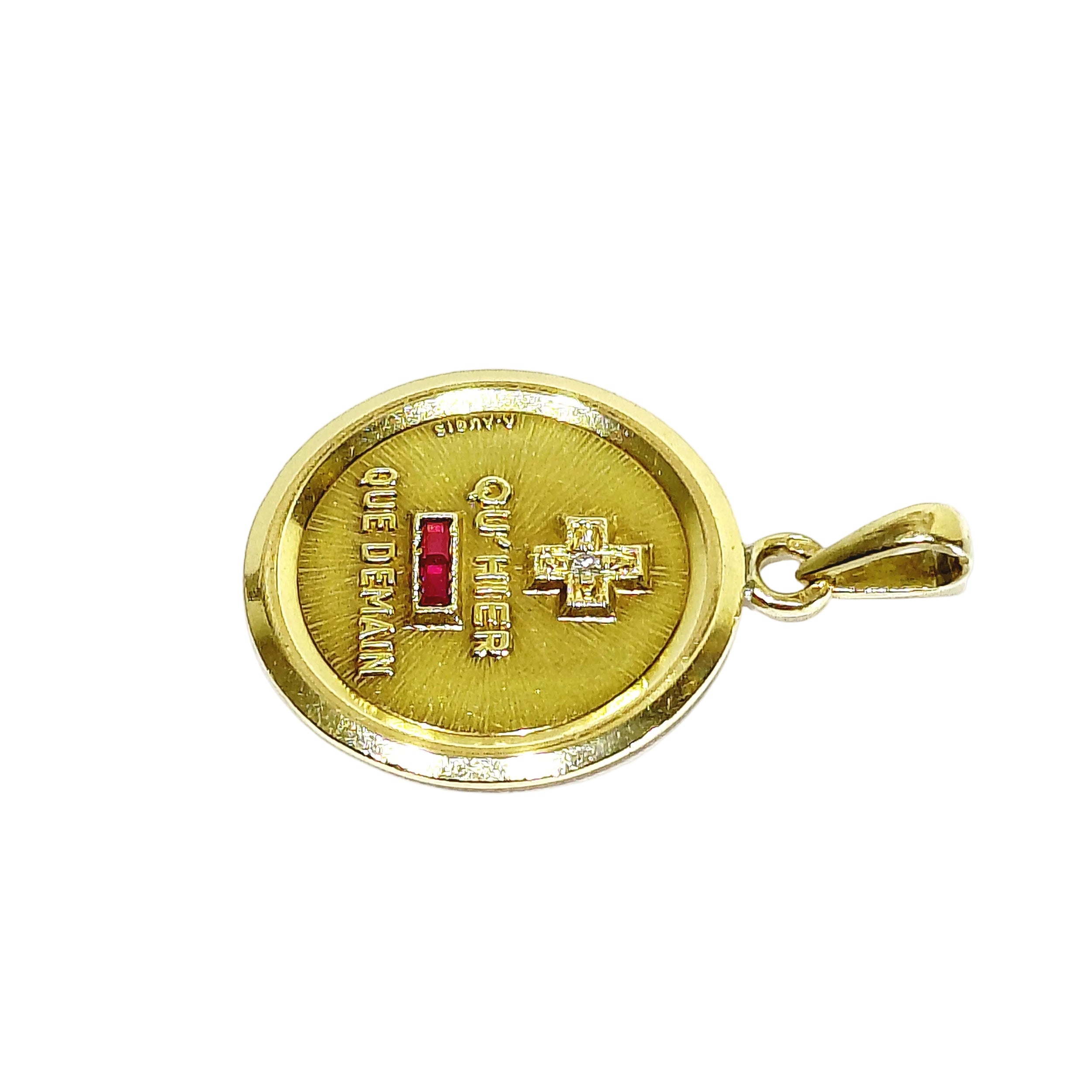 AUGIS Medal in yellow gold, rubies, and diamonds