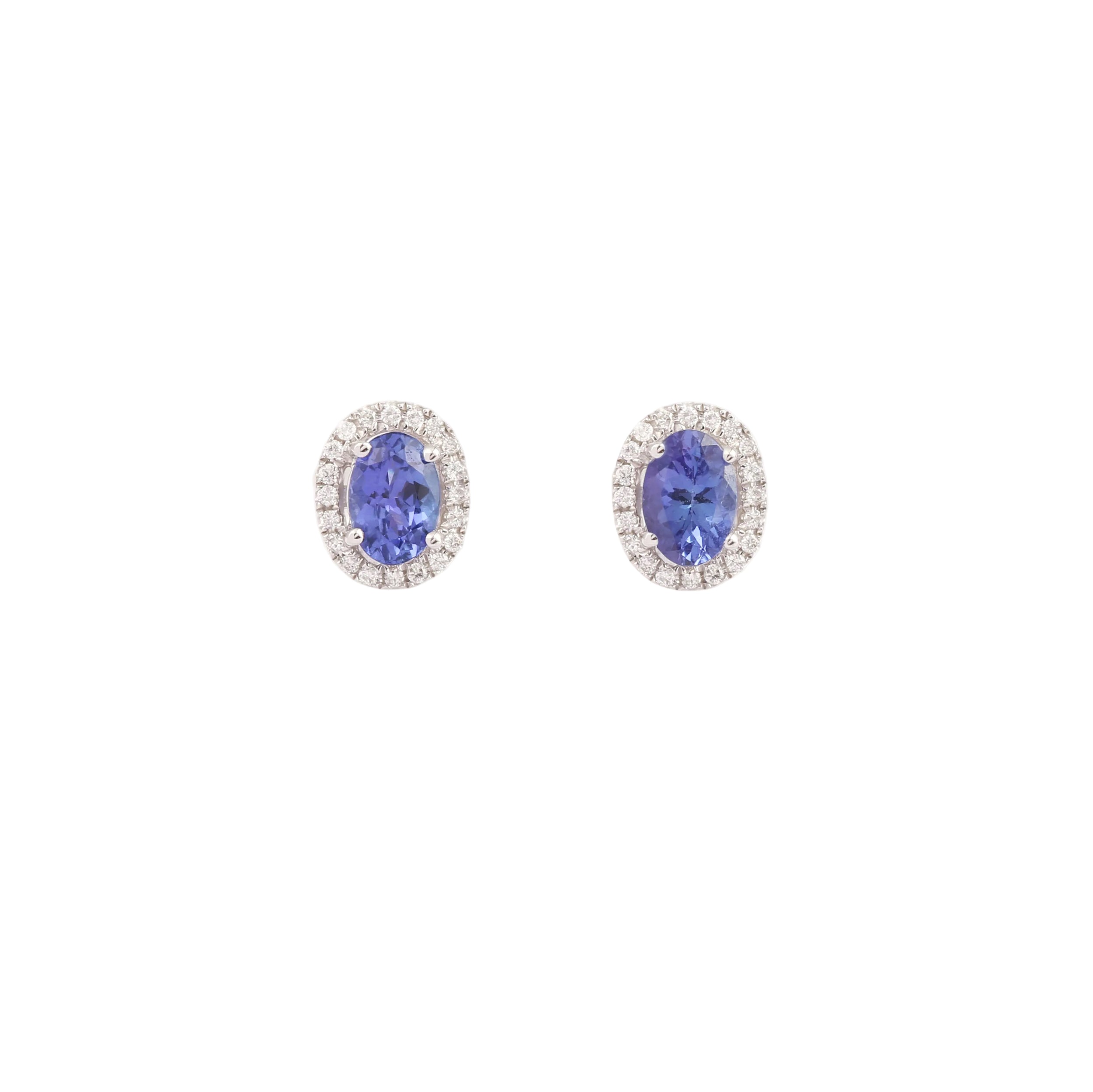 White Gold Earrings with Tanzanites and Diamonds