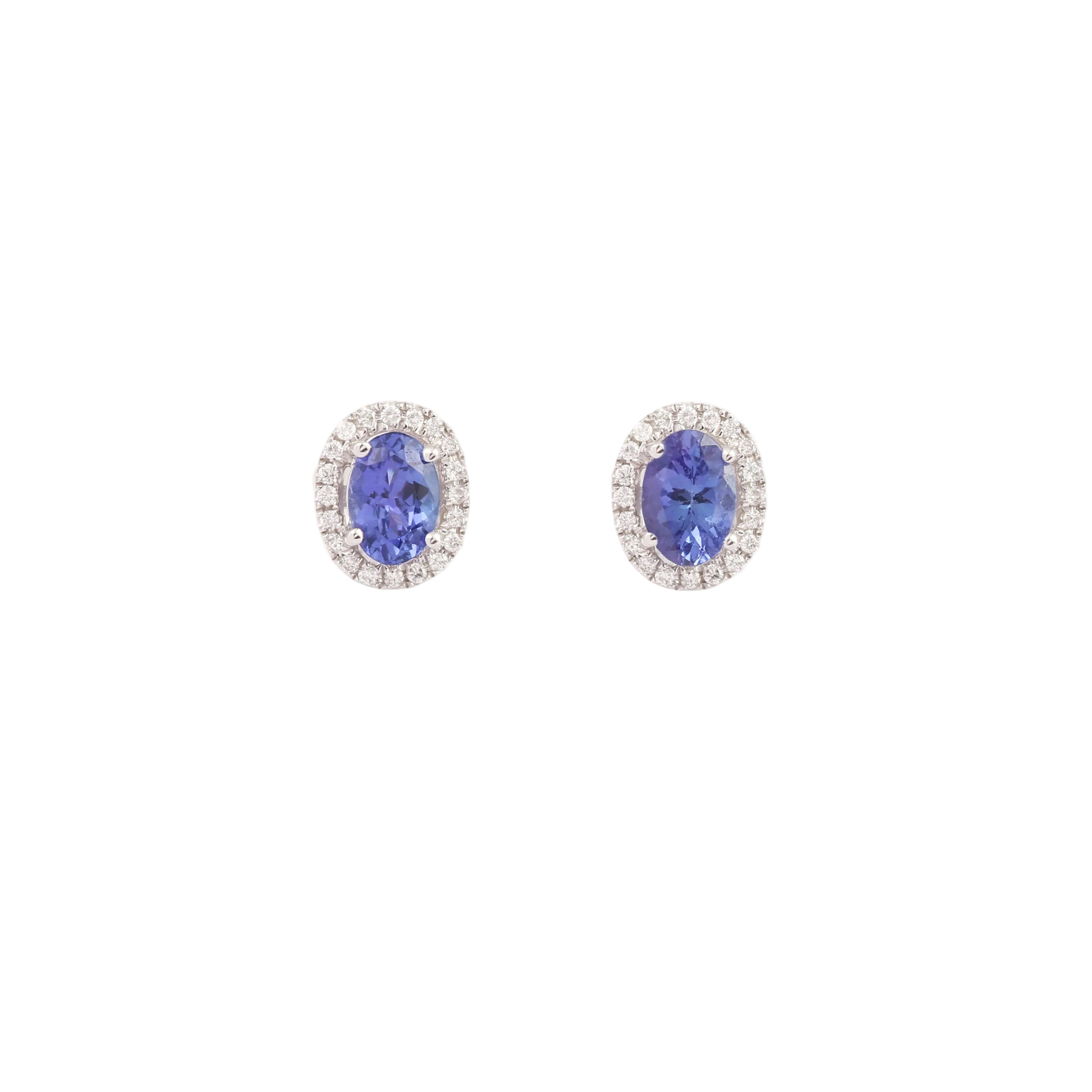 White Gold Earrings with Tanzanites and Diamonds