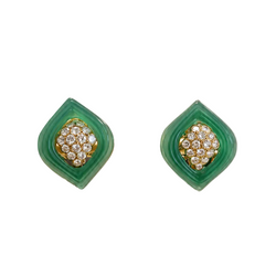 RENE KERN earrings in yellow gold, chrysoprase, and diamonds