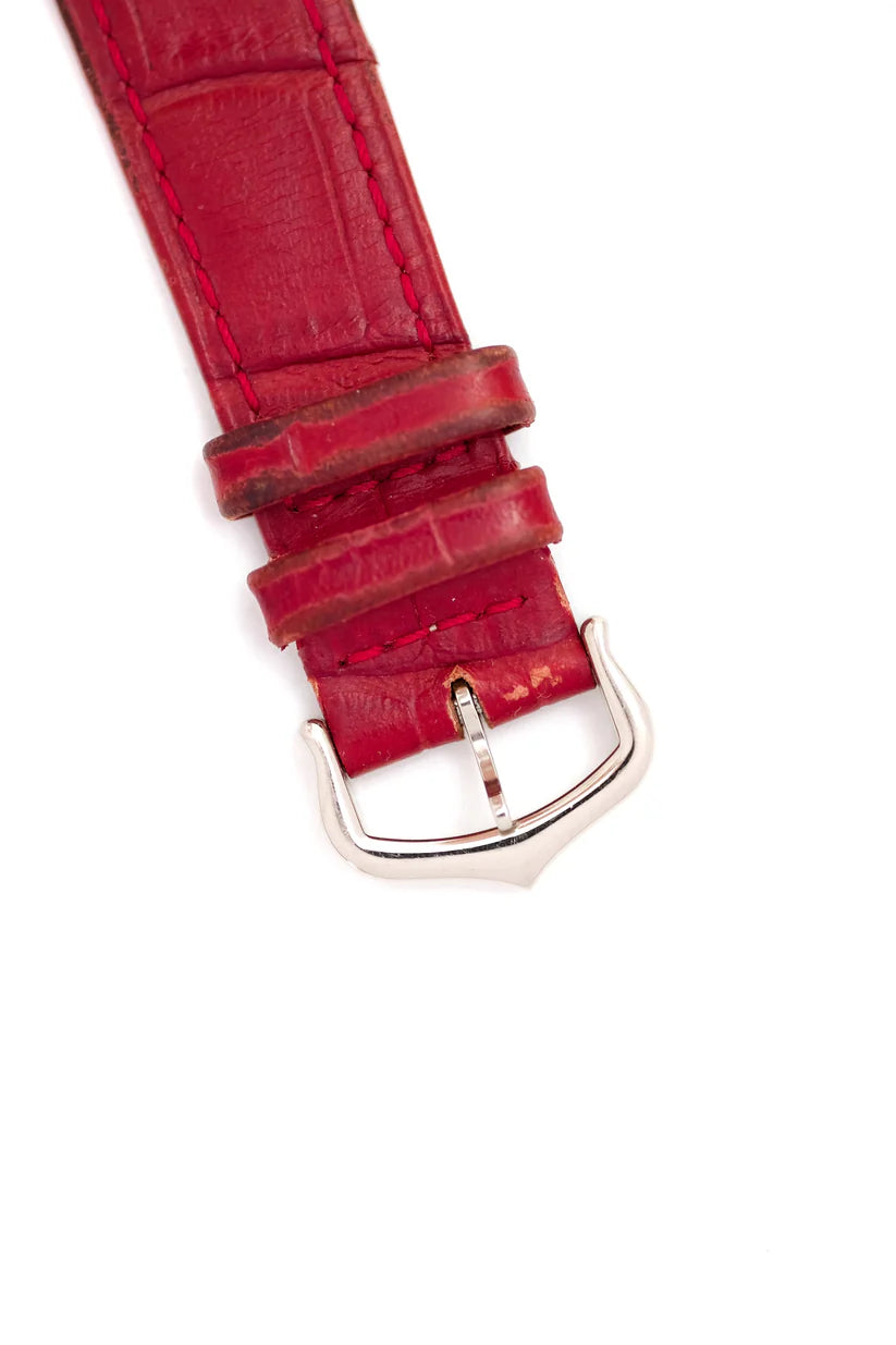 CARTIER "Tank Louis" watch in white gold, sapphire, and leather