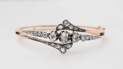 Rose Gold, Silver, and Diamond Bangle Bracelet