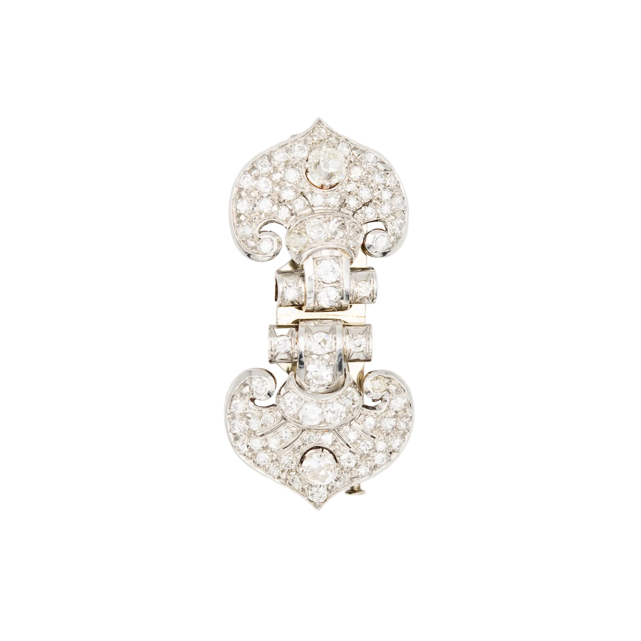 Broche Clip en or blanc et diamants
