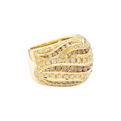 Bague Damiani en or jaune, pavage diamants, diamants bruns.